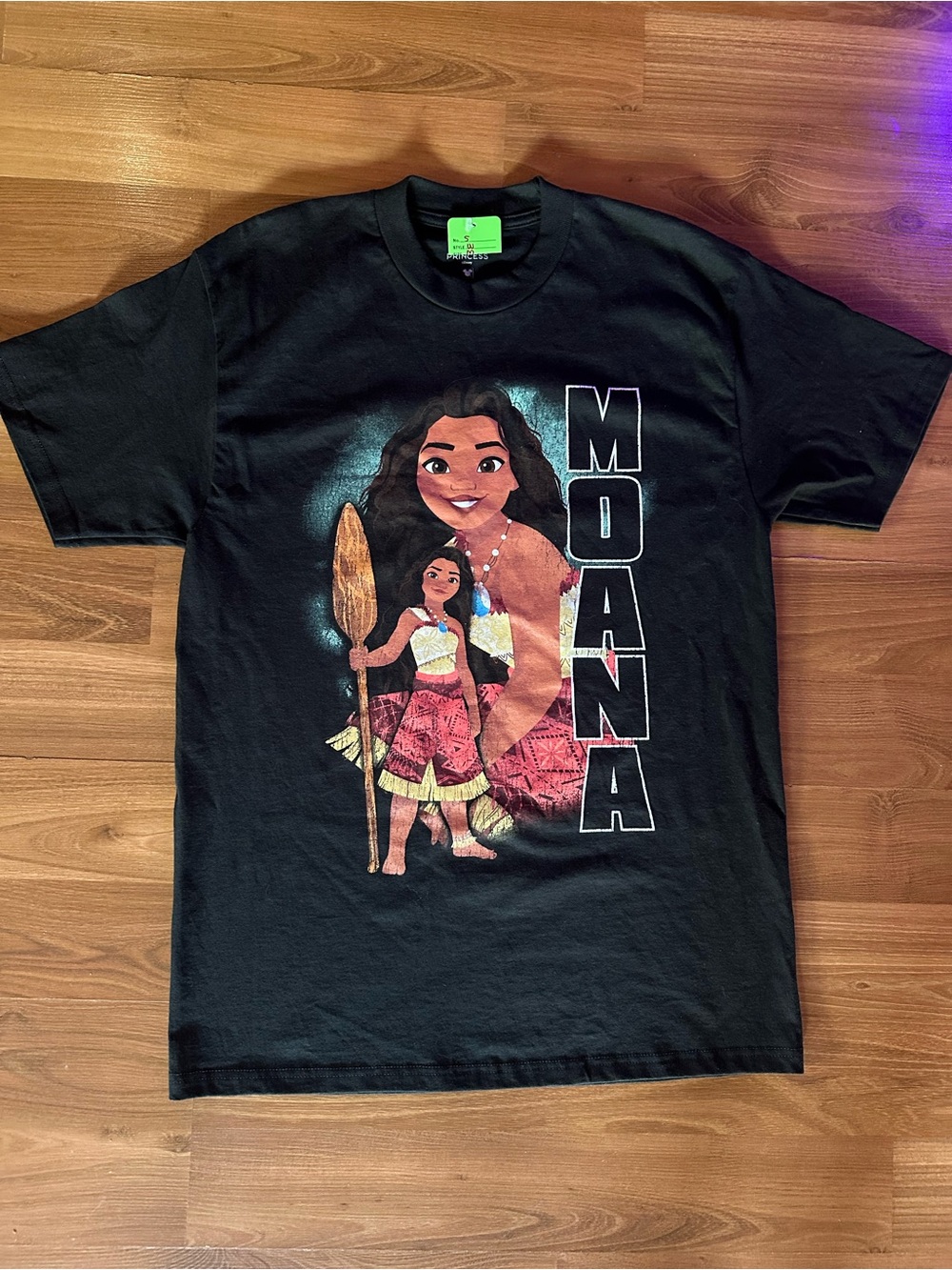 Disney Moana Black Graphic Tee with Colorful Character Print